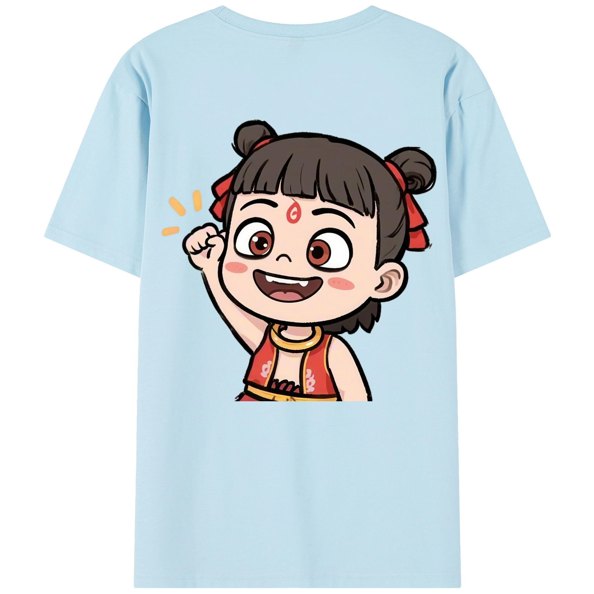 （画像用） Ne Zha 2 ナタ 魔童の大暴れ 綿100％半袖Tシャツ（背面プリント）